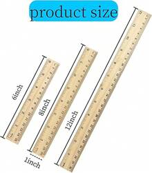 3 Pack Wooden Ruler Set, 6, 8, 12 Inch Rulers, High-Quality Metric Ruler, Easy To Read, Mm, Sturdy And Durable Straight Edge For Drawing, Home, Office, Engineering - 1_ - View 2