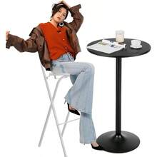 Folding Bar Stool Portable with Backrest Footrest, Counter Height Foldable Stool, White Tall Bar Folding Chair, Round Kitchen High Chair, Breakfast Camping Outdoor - 2 piezas + 65 cm/26 pulgadas - Ver 5