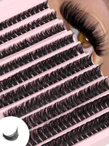 200pcs DIY False Eyelashes, 0.07mm Thickness, D Curl, Natural Style, Handmade Mink Fiber, Perfect For Halloween, Wedding, Party, Travel - D - 查看 7