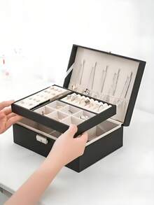 Luxury Imitation Leather Jewelry Storage Box With Lock - Spacious, Soft Lined Drawers, Perfect Christmas, Halloween, Birthday Gift For Girls, Durable And Elegant