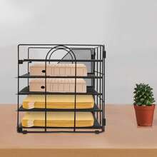 Paper Letter Tray Desk Organizer Desktop Organizer With File Holder - 黑色 - 查看 10