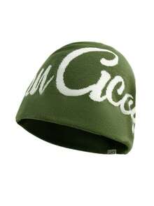 1pc Y2K Unisex Reversible Beanie Hat - Windproof Stretchy Knitted Skull Cap For Men And Women, Letter Pattern, Dopamine Colors , Hip Hop Streetwear, Casual Autumn/Winter Accessory & Christmas Gifts For Men/Women