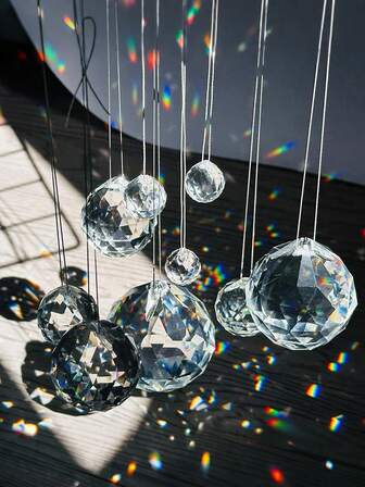 20pcs Crystal Sun Catcher Pendants, Home Decoration Crystal Pendant Window Decoration Hanging Ornaments, Home Decor ,Room Decor,Sun Catcher Indoor Window Catcher With CrystalBead & Rainbow Prism Ball Pendant, Wall Decor Crystal Suncatcher Window Hanging Pendant, Rainbow Maker Light Catcher Summer Decor, Home Decor, Room Decor(Rope Not Included)