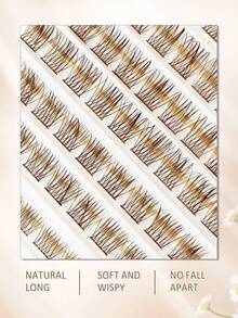 100Pcs D Curl Colorful Wispy Brown Cluster Lashes, Soft Fluffy Lightweight Individual Lashes Extension 8-16mm Natural Long Brown Color Makeup Lashes For Daily Life&Wedding&Dating&Party&Music Festival DIY At Home