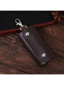 Bolsa de almacenamiento de llaves unisex, bolsa de llavero de cuero premium para hombres y mujeres, cartera de llavero con 6 ganchos y cierre con cremallera para hombres, billetera, monedero, cartera de bolsillo mini