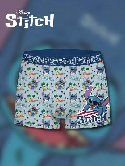 Disney Calzoncillos tipo bóxer para hombre con estampado 3D de Stitch, edición de vacaciones de Disney, diseño de moda para uso diario y ropa de estar en casa
