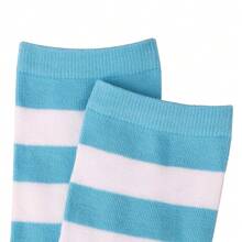 DRESHOW 3 Pairs Thigh High Socks Striped Over Knee Thin Tights Long Stocking Knee High Leg Warmer{"Color_name":"3Pairs:Pink/Blue/Purple"} - Nhiều màu2 - Xem 7
