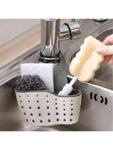 1pc Sink Hanging Drain Basket With Silicone Storage Box, Adjustable Shoulder Strap Drain Rack, Sponge Holder, Faucet Hanging Basket, Kitchen Storage Bag, Perfect For Storing Sponges And Rags In The Kitchen (Color Random)