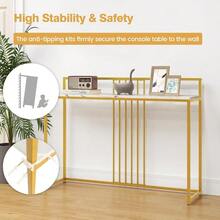 47 Console Table Narrow Sofa Side Table W/White Faux Marble Tabletop Golden Steel Frame SpaceSaving Foyer Tables For Entryway Dining Room Corridor Living Room Hallway Table