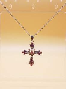 Set de 3 collares con colgantes de corazón, estrella y cruz con strass en color rosa, estilo dulce y elegante gótico con adornos de strass, adecuado para uso diario, fiestas, reuniones y regalos para amigos