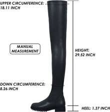 Knee High Boots Women Thigh High Over Knee Stretch Fashion Low Chunky Heel Round Toe Zipper Winter Boots Black Red US4.5-14halloween - màu đen - Xem 9