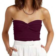 EFAN Womens Tube Tops Fall Fashion Summer Outfits 2025 Casual Beach Vacation Clothes Sweaters Strapless Sleeveless Tank Tops{"Size_name":"Small","Color_name":"Burgundy"} - 酒紅色 - 查看 1