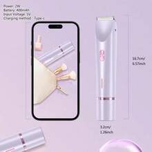 二合一电动剃须刀兼体毛修剪器，男女通用 - USB充电，无痛剃须，干湿两用，不锈钢刀片，适用于腿部、比基尼线、腋下等部位 - 节日礼物，美容工具，时尚设计，经久耐用 - 彩色 - 查看 3