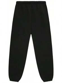 Essentials Fleece Cotton Black Letter Print Autumn Winter Streetwear Long Pants Sweatpant 'Black' - 黑色 - 查看 3