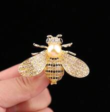 Bee Brooch For Women Korean Style Elegant Pin High-End Suit Sweater Luxurious And Grand Accessory Pin Buckle Pearl Brooch - Ngọc trai vàng - Xem 9
