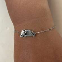 1pc Minimalist Stainless Steel Billie Bracelet, Personalized Letter Bracelet, Unisex - steel color - View 2