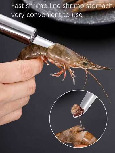 Stainless Steel Shrimp Deveiner - Professional Seafood Cleaning & Peeling Tool, Efficient Deveining & Destringing - For Restaurants, Home Kitchens, Seafood Markets To Quickly Process Shrimp, Lobster, Crab, Longan Pitting, Easy To Clean, Kitchen Gadget