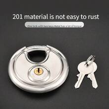 1PC-Round Discus Padlock Heavy Duty Waterproof Security Lock With 2 Keys For Warehouse Trailer Gate Anti-Theft Anti-Cut Anti-Pry Outdoor Use No Battery Needed Durable Metal Construction - Multicolor - View 5