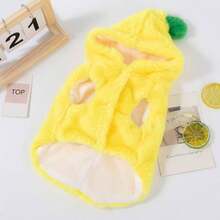 1件宠物卫衣，香蕉图案，蓬松加厚保暖连帽外套，适合猫狗，可爱宠物服装，宠物圣诞礼物