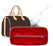 Upgraded Purse Organizer Insert Compatible With Speedy 25, PM, Goyard PM And More, Lightweight DupontPaper Bag Organizer Insert With Zip, 11 Pockets (Red,M) - 2 Trắng Đỏ - Xem 1