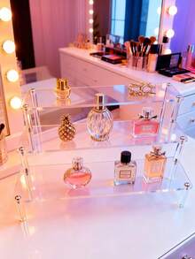 1 sztuka - akrylowy organizer na kosmetyki, wielowarstwowa przezroczysta półka, nadaje się do perfum, produktów do pielęgnacji skóry, kosmetyków, łazienki, sypialni, dekoracji wnętrz, wzmocniona i stabilna konstrukcja trapezowa