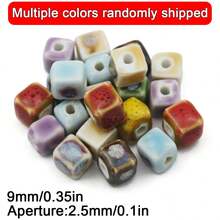 5pcs 9mm Ceramic Glazed Square Beads Bracelet Spacer Earrings DIY Jewelry Making Accessories