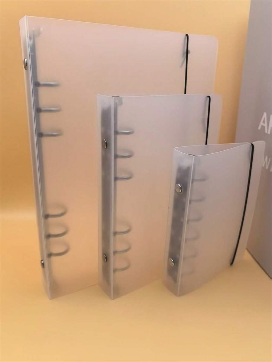 A5/A6/A7 6-Ring Matte Snap Binder, Loose-Leaf Notebook Cover, Handmade Journal, Minimalist Cover, Matte Plastic Snap, Diary, Handmade Journal Binder, Sticker Book Cover Card Holder (A5 Horizontal, 45 Sheets, 90 Pages) - Clear - View 1
