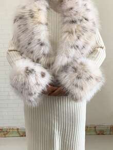 1. Faux Fur Collar & Cuff Set, Warm Faux Fur Scarf, Fluffy Oversized Furry Shawl Wrap For Women In Winter, Suitable For Dresses, Christmas Decoration - Multicolor - View 81