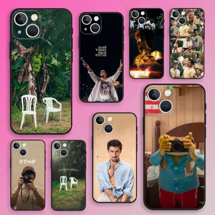 B-Bad B-Bunny DtMF Singer Phone Case For  16 15 14 13 12 11 Pro Max Mini X XS SE 7 8 Plus 16E Shockproof Non-Slip Cover Compatible With  17 Case,  17 Pro Case,  17 Pro Max Case - -1 - Xem 1