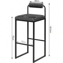 Modern Bar Stools Set Of 2, Breakfast Stools With Backrest And Footrest Kitchen, Velvet, Dark - Dark Grey - View 4