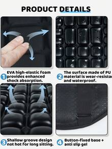 Motorrad Sitzkissen, Druckentlastende Motorrad Luftkissen Sitzauflage - Universelle Passform mit wasserdichtem schwarzem TPU-Material für Cruiser, Motorräder, Elektroroller und Touring-Sättel