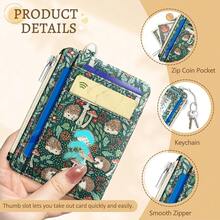 Cute Hedgehog Credit Card Holder Small Wallet Women, Mushrooms Slim RFID Blocking Wallet Woman Keychain With Zipper Coin Pocket, Front Pocket Thin Travel Card Case With ID Window Ladies Gifts{"Color_name":"Hedgehog"} - 多色1 - 查看 7