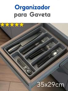 UZ Pink Black Gray Or Red Cutlery Drawer Organizer - Grey - View 1