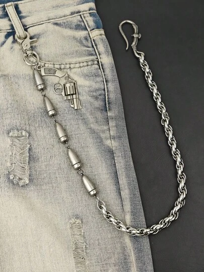 DIY Limited Edition Bullet Shaped Fried Dough Twist Waist Chain, Fashionable Unisex Waist Luxury Accessory, Hip Hop Jewelry Keychain