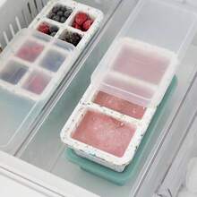 Prep Portion Silicone Freezer Trays With Lid - Freezer Molds Food, Cube Tray, Food Prep Containers, Freezer Storage Containers, Soup, Smoothie Cubes, Broth, Leftovers - 14 Cup - Bộ/2 - 2 cốc + Xanh dương - Xem 6
