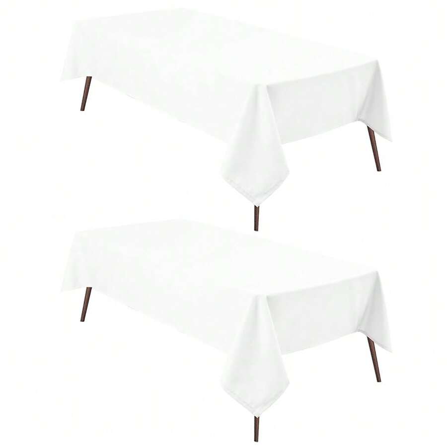 2 Pieces White Rectangle Tablecloth - Waterproof And Spillproof Restaurant Washable Polyester Table Cloth For Dining Room, 90 X 156 Inch{"Size_name":"90\"X156\"|2Pack","Color_name":"White"} - Multicolor3 - View 1