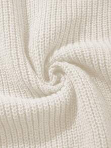 Unisex Casual Loose Fit Solid Color Round Neck Ribbed Long Sleeve Drop Shoulder Button-Up Knit Cardigan, Autumn/Winter - Apricot - View 8