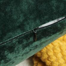 1pc Soft Velvet Dotted Textured Frosty Floral Solid Color Throw Pillow Cover, Suitable For Sofa, 18x18 Inches - Dark Green - View 6