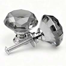 10 Stücke graue Kristall Schrankhgriffe, Küchenschrank Türknöpfe, Kommode Schublade Kristall Glas graue Griffe, Möbelbeschläge, für Badezimmer, Kommode und Kleiderschranktüren