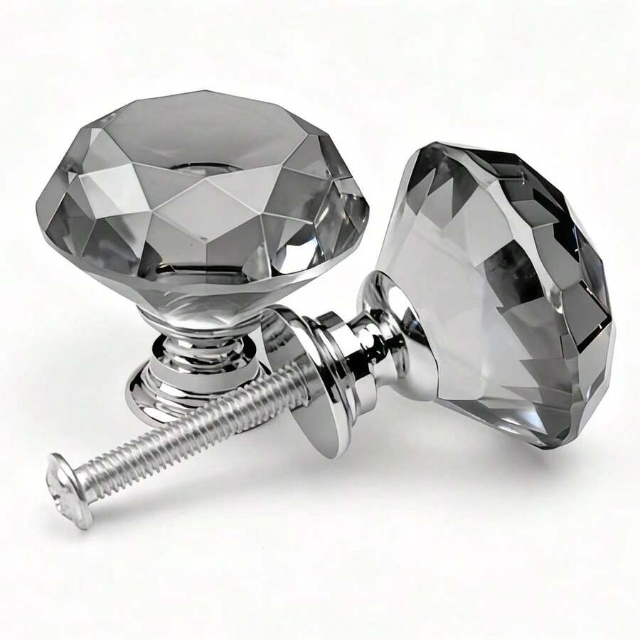 10 Stücke graue Kristall Schrankhgriffe, Küchenschrank Türknöpfe, Kommode Schublade Kristall Glas graue Griffe, Möbelbeschläge, für Badezimmer, Kommode und Kleiderschranktüren