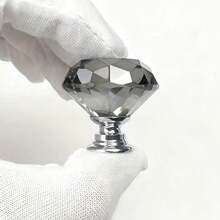 10 Stücke graue Kristall Schrankhgriffe, Küchenschrank Türknöpfe, Kommode Schublade Kristall Glas graue Griffe, Möbelbeschläge, für Badezimmer, Kommode und Kleiderschranktüren