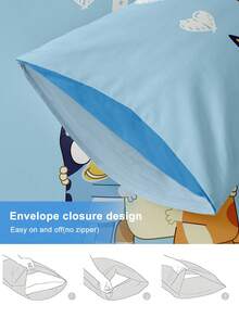 Bluey Bluey 1/2pcs Light Breathable Pillowcase, Blue And White Bluey Cartoon Pattern, Soft Pillow Cover, With Envelope Closure, Wrink-Free, Better For Hair Skin Sleep, Pillow Covers Without Filling For Bedroom, Bedding Supplies Ultra Soft And Breathable, No Filler, Machine Washable, Suitable For Living Room And Household Use, Bedroom Decoration, Autumn Decor, Room Decor, Back To School, School Supplies, Oeko-Tex