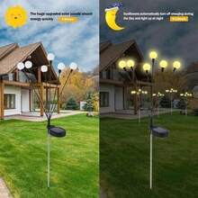 1 PACK 8LED Head Outdoor Lights Solar Lawn Lamp Garden Lamp LED Wind-Driven Firefly Ground Plug Lamp For Garden Lawn Landscape Holiday Light - warm - 查看 9