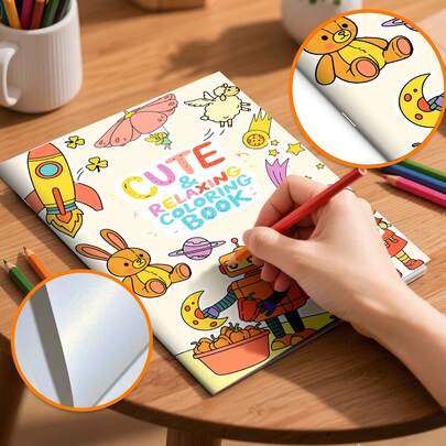 GDTME Lindo y relajante: Un libro para colorear de 24 páginas con papel grueso perlado para adultos y niños, con ilustraciones lindas y sencillas, adecuado como entretenimiento en interiores.