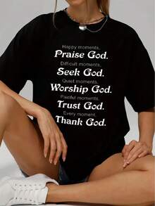 Women's Casual Short-Sleeved T-Shirt 1 Piece, Comfortable Round-Neck, Soft T-Shirt Top, Suitable For All Seasons With A Comfortable Fit, Women's T-Shirt, With Unique Patterns - Black - View 2