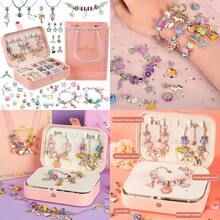 Charm Bracelet Making Kit For Girls 120Pcs DIY Jewelry Making Kit + Portable Bracelet Organizer Box Christmas Birthday Mermaid Unicorn Gifts For Girls Toys Crafts For Teens Girls Ages 5 6 7 812