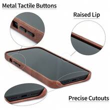 Funda de tarjeta para 14 Plus con placa de metal integrada para montaje magnético y 2 bolsillos: Cartera de piel sintética premium Exec M2 (14 Plus, Marrón) - Multicolor3 - Ver 7