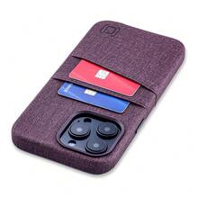 Card Case For IPhone 14 Pro Max With Built-In Metal Plate For Magnetic Mounting & Wallet With 2 Holder Slots: M2 Luxe Canvas-Style Synthetic Leather (Burgundy){"Size_name":"14ProMax","Color_name":"Burgundy"} - Multicolor10 - View 1