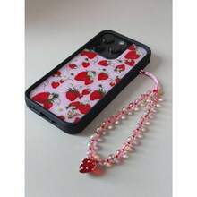 - Correa de pulsera con abalorio para telfono celular, correa universal para telfono celular, bonita correa de mueca, cadena de abalorio, accesorios hechos a mano para bolsas de cmara - Rojo Fresa - Ver 3
