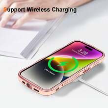 For IPhone 14 Case Wave Wavy Phone Cases With Love Heart, Luxury Plating Edge Cute Curly Shape Cover For Women Girls, Thin Slim Soft TPU Rubber Shockproof Protective Cover, Pink{"Color_name":"Pink","Size_name":"ForiPhone14-6.1inch"} - 多色20 - 查看 6